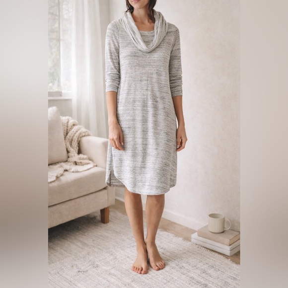 saturday sunday Dresses & Skirts - Anthro Saturday Sunday Cowl Neck Knit Dress Gray Cozy Minimal Lagenlook Coastal